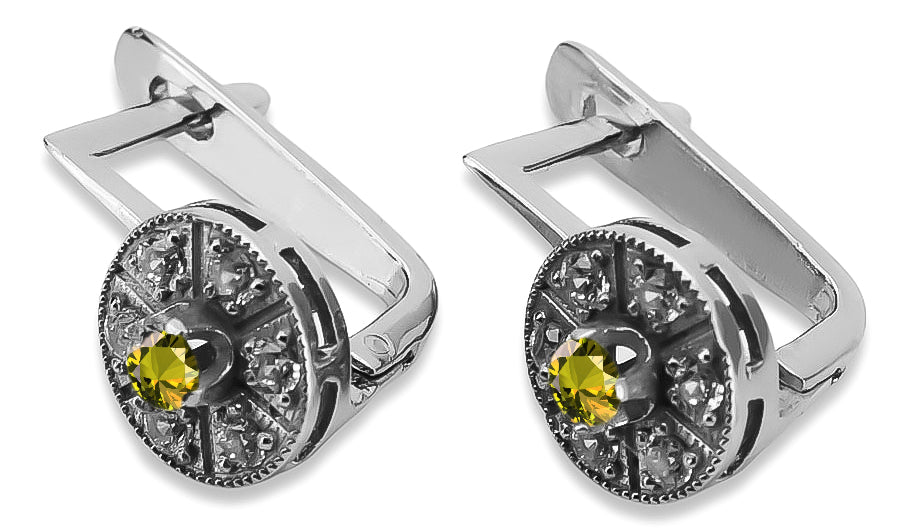 Vintage white 14k 585 gold peridot earrings vec161w Vintage vec161w-yp