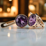 Vintage silver rose gold plated 925 Amethyst earrings vec107rp