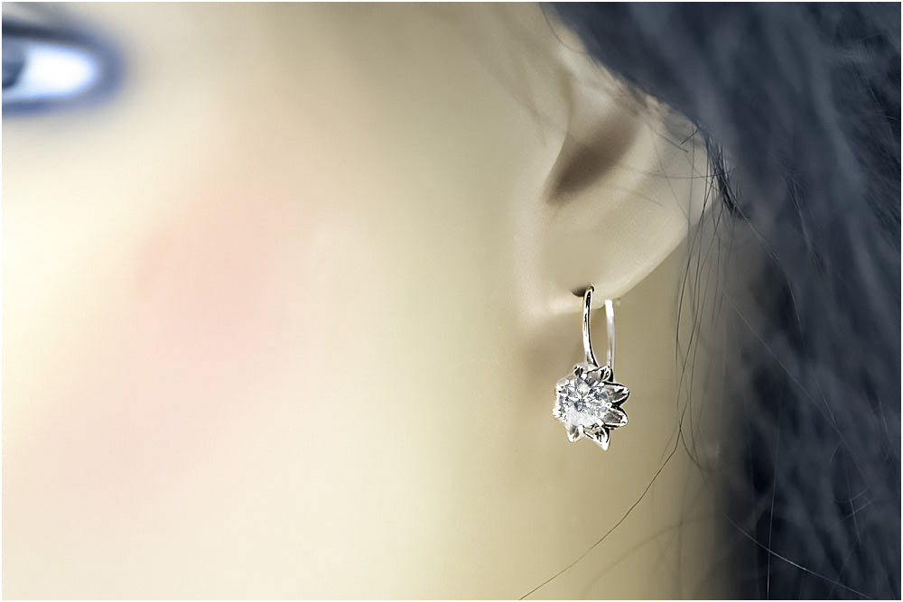 Vintage 925 Silver zircon earrings vec092s Russian Soviet style vec092s-zi