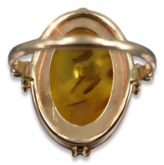 Vintage rose 14k 585 gold amber ring vrab017
