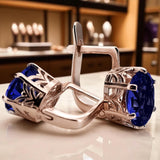 Rose pink 14k 585 gold sapphire earrings vec003 Vintage Russian Soviet style