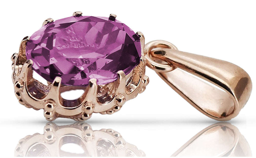 Pendant Vintage style Amethyst Original Vintage 14K Rose Gold vpc008r