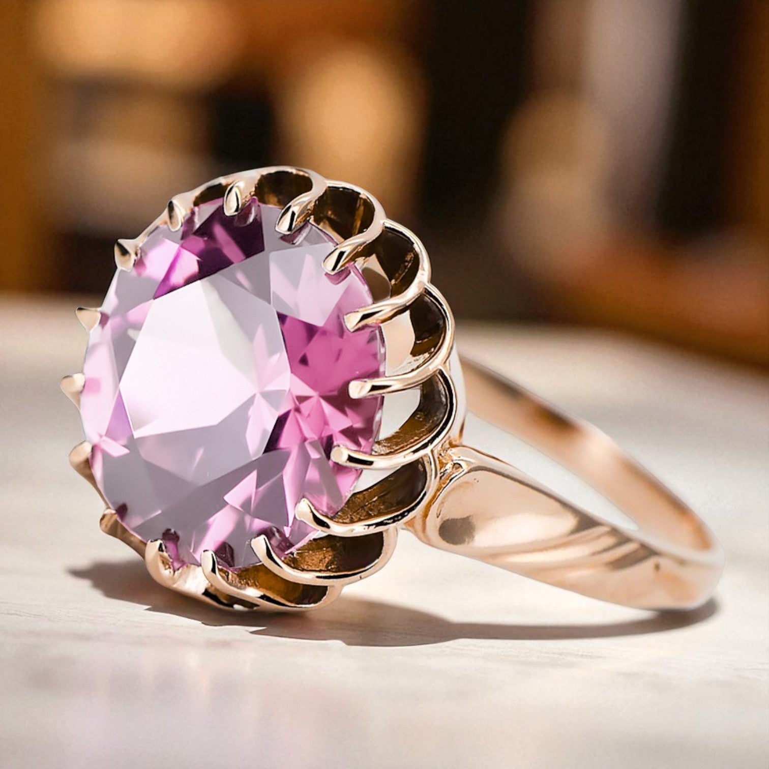 Ring Amethyst Original Vintage 14K Rose Gold Vintage craft vrc035r vrc035r-am
