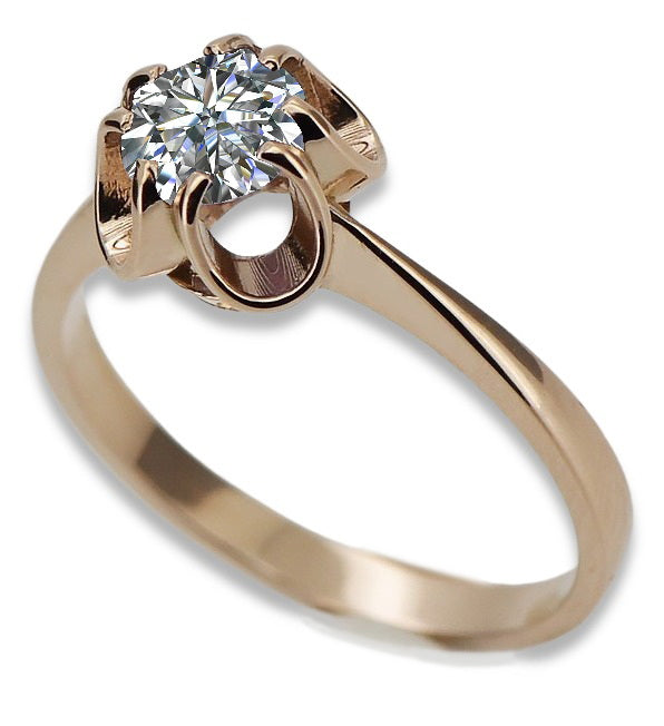 Vintage rose pink 14k gold 585 Zircon ring vrc348 Vintage