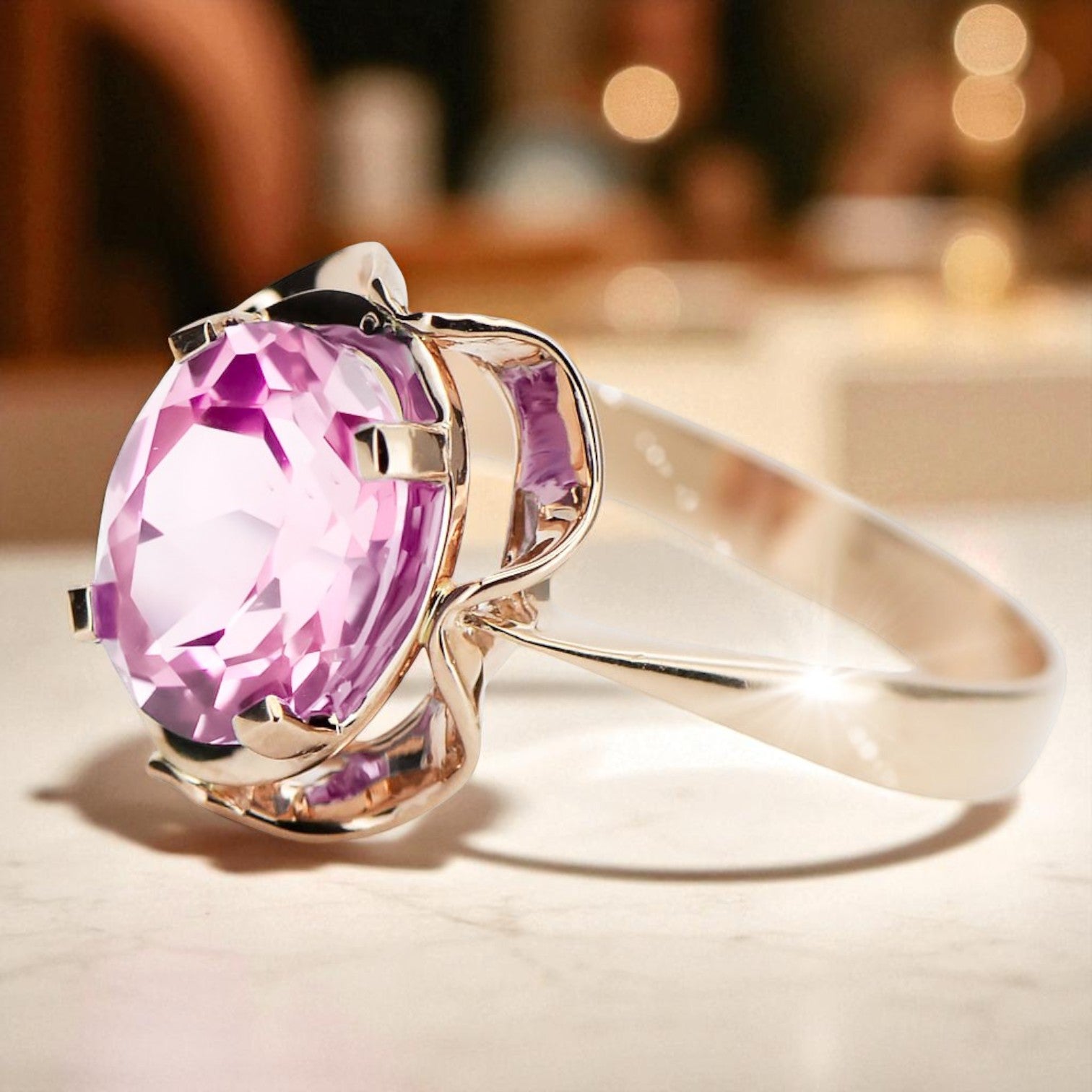 Original Vintage 14K Rose Gold Amethyst Ring Vintage vrc206r vrc206r-am