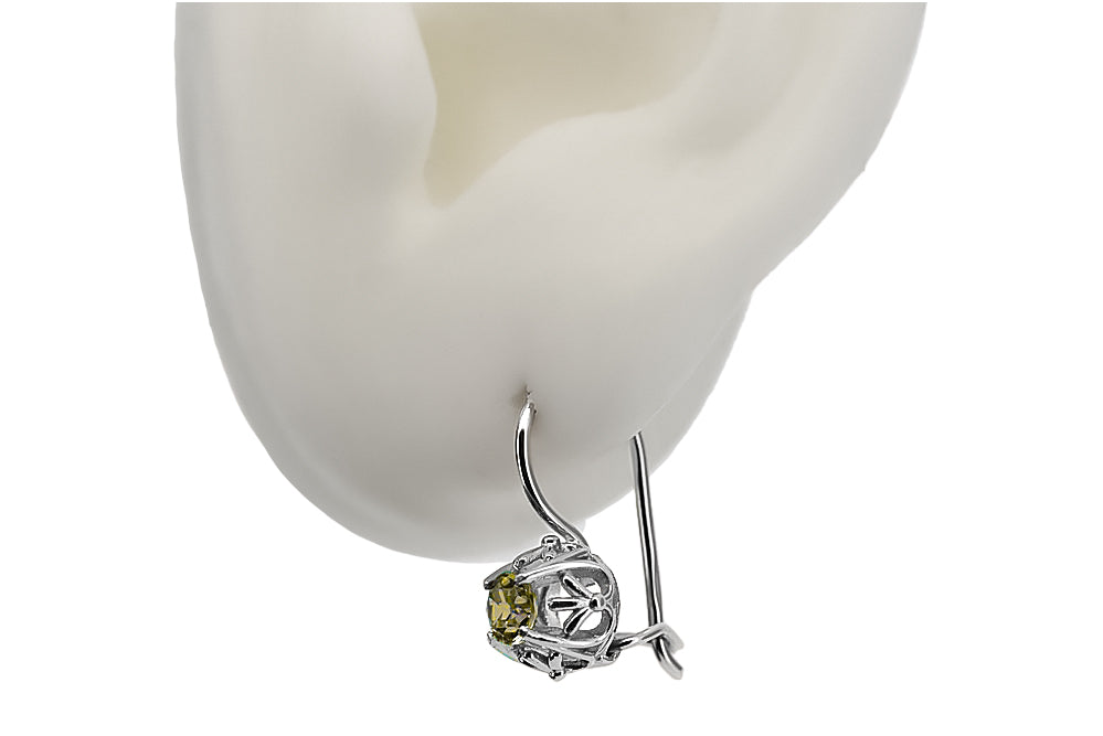 Silver 925 peridot earrings vec145s Vintage vec145s-yp