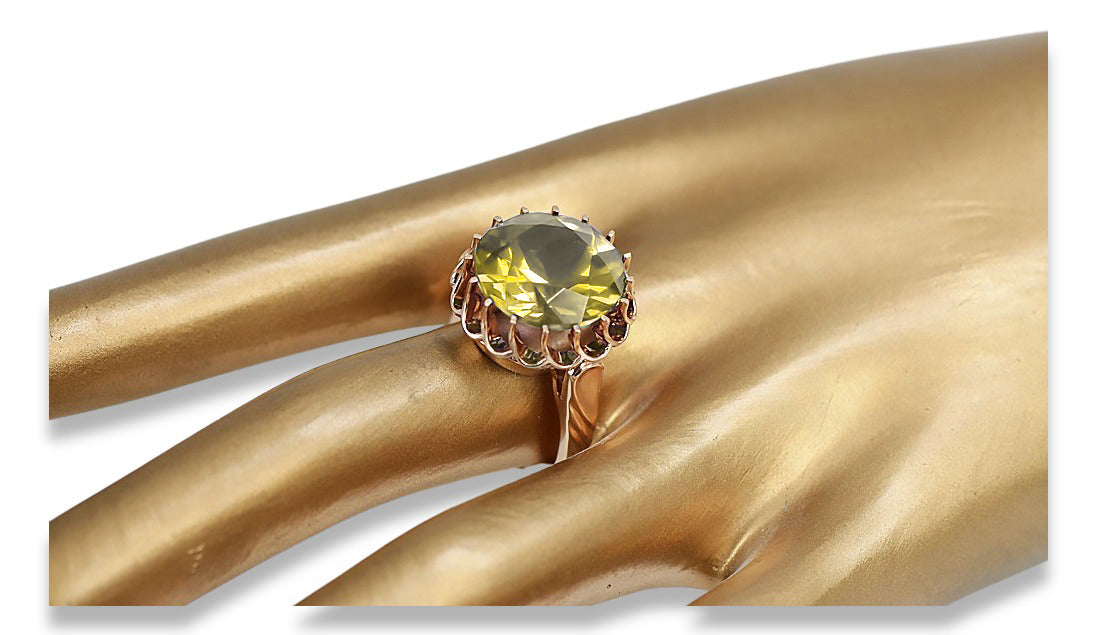 Ring Vintage Yellow Peridot Original Vintage 14K Rose Gold vrc035r