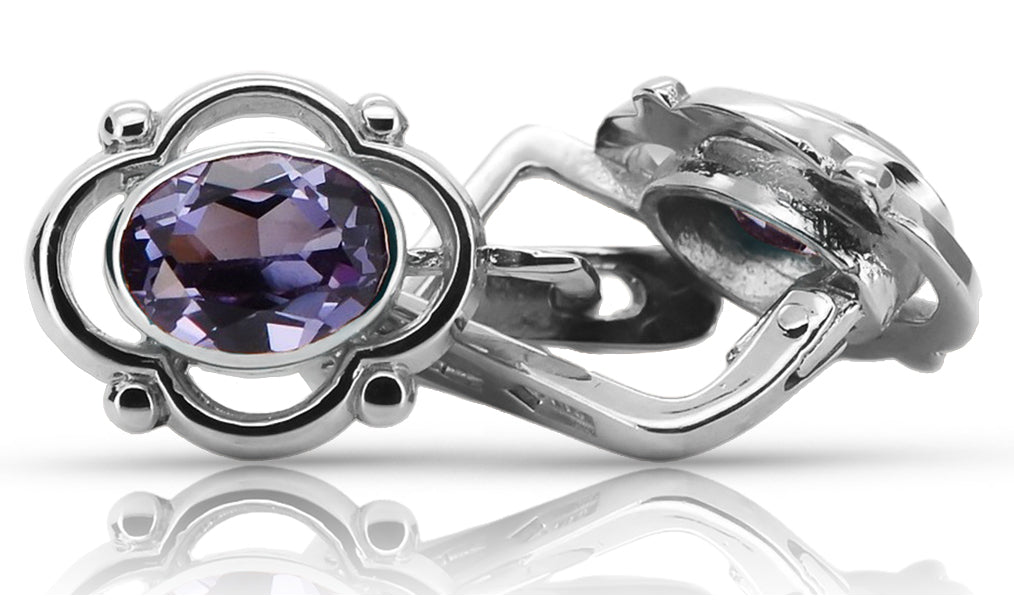 Vintage 925 Silver alexandrite earrings vec033s Russian Soviet style vec033s-ax