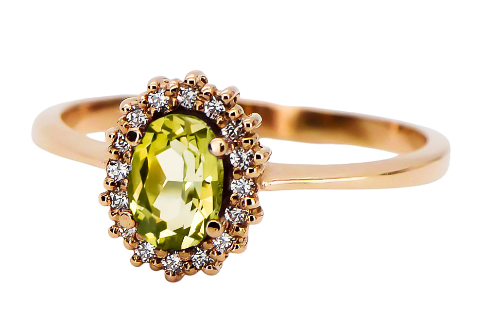Original Vintage 14K Rose Gold Yellow Peridot Ring Vintage crc009r crc009r-yp