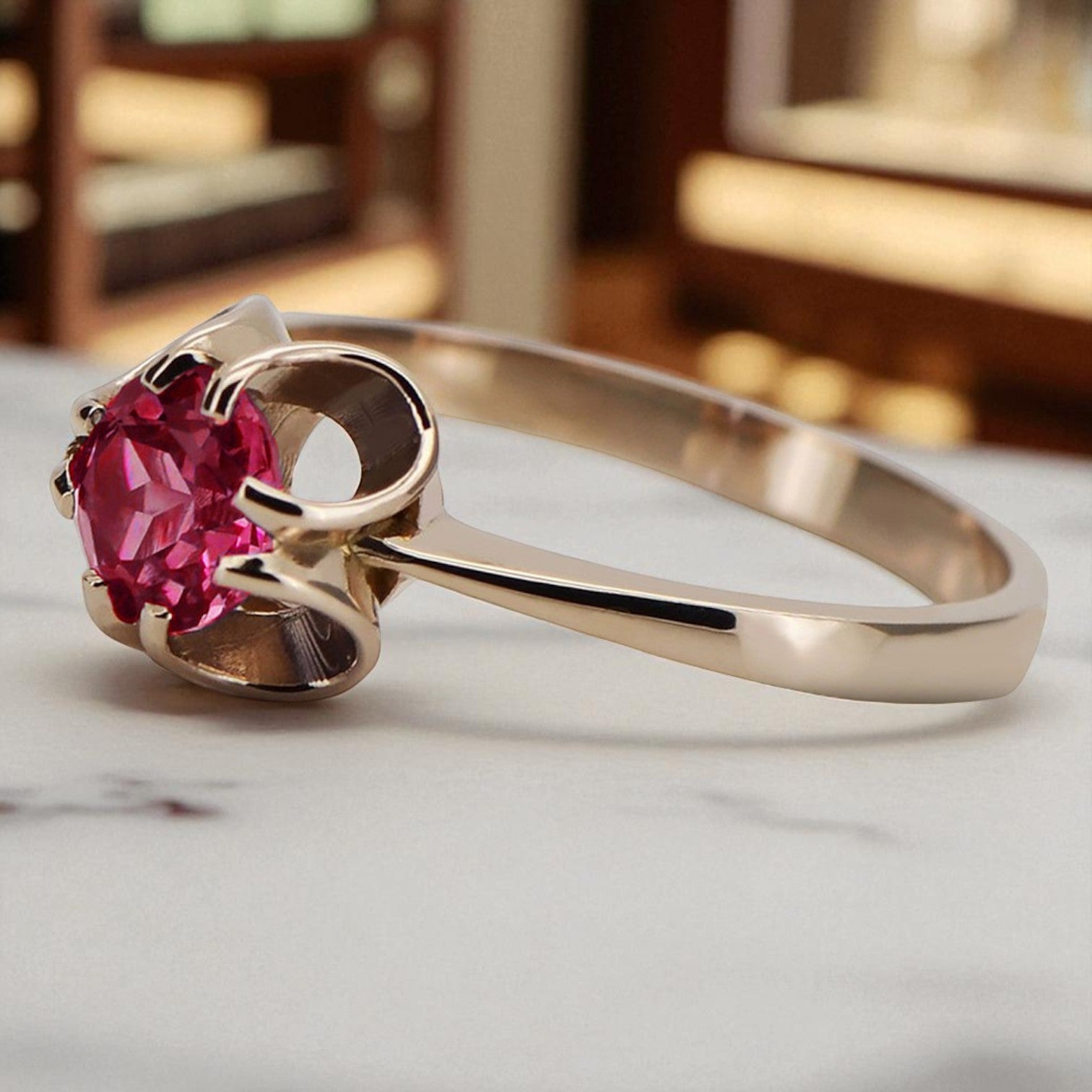 Vintage rose pink 14k gold 585 Ruby ring vrc348 Vintage vrc348r-rb
