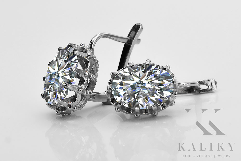 Vintage 925 Silver zircon earrings vec079s Vintage vec079s-zi