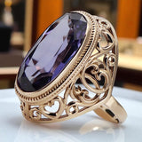 Rose pink 14k gold 585 Alexandrite ring vrc184 Vintage