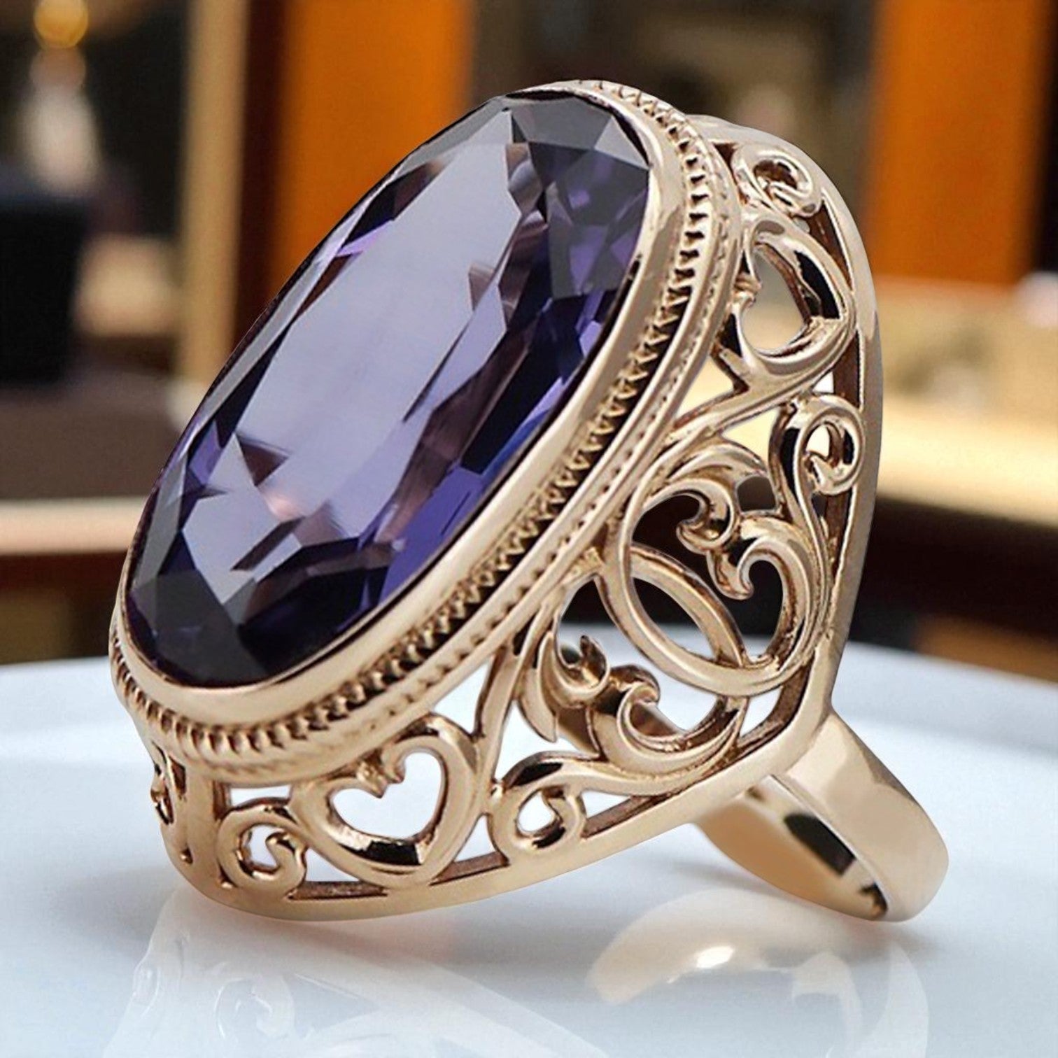 Rose pink 14k gold 585 Alexandrite ring vrc184 Vintage