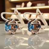 Vintage rose pink 14k 585 gold Aquamarine earrings vec018 Russian Soviet style