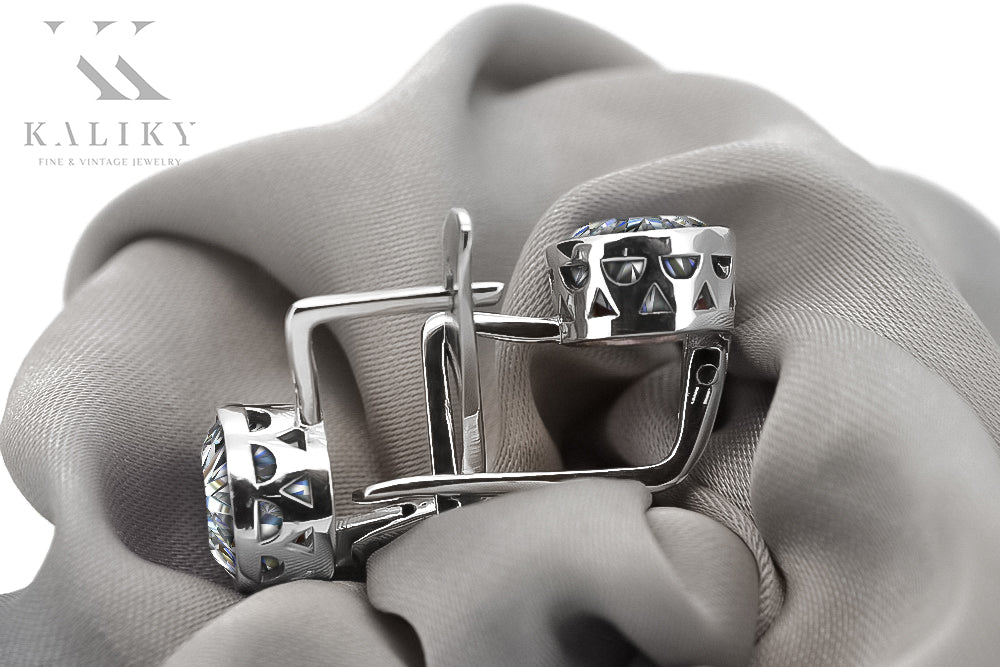 Vintage 925 Silver Zircon earrings vec107s vec107s-zi
