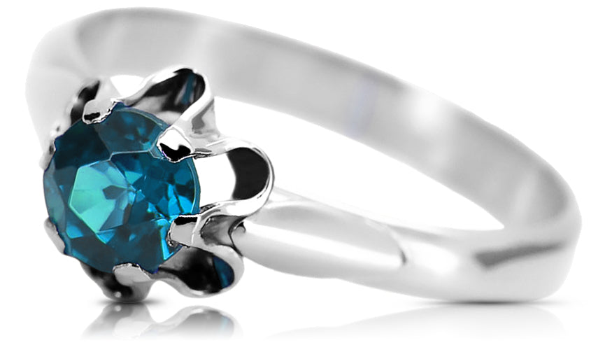 Aquamarine Sterling silver 925 Ring Vintage craft vrc094s vrc094s-aq