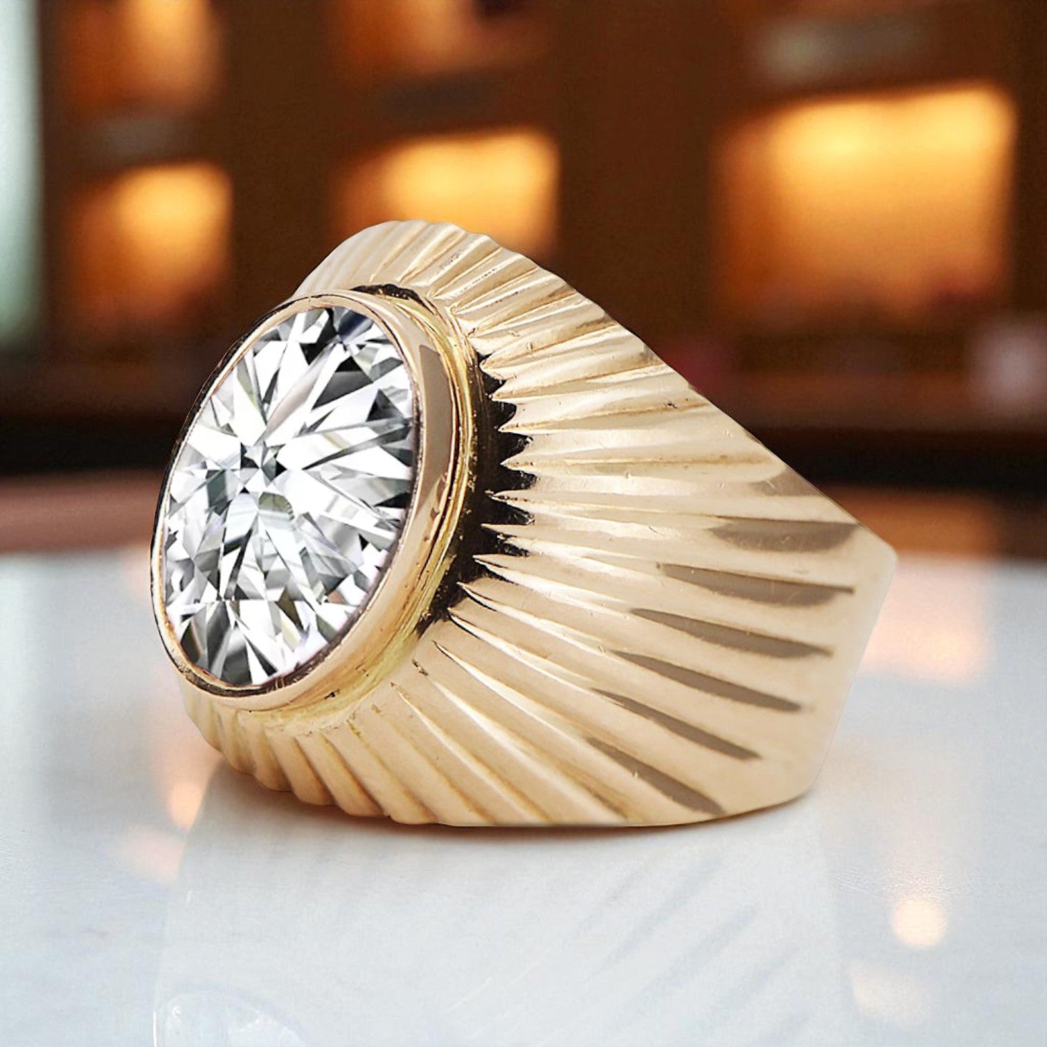 Vintage style Ring Zircon Original Vintage 14K Rose Gold vrc127r