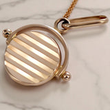 Vintage rose pink 14k 585 gold Vintage circle pendant vpn032