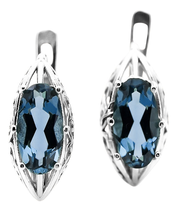 Vintage 925 Silver aquamarine earrings vec141s Russian Soviet style vec141s-aq