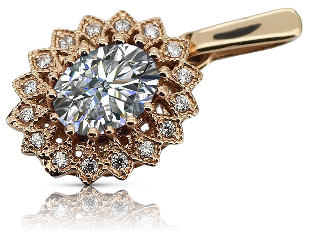 Vintage rose pink 14k 585 gold zircon pendant vpc018 Vintage vpc018r-zi