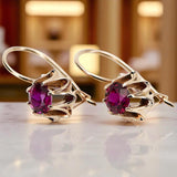 Rose pink 14k 585 gold ruby earrings vec092 Vintage Russian Soviet style