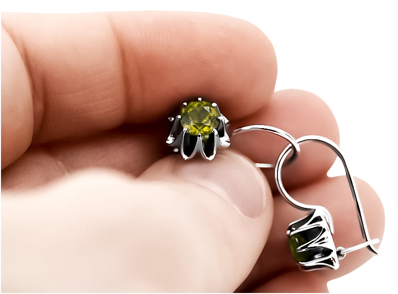 Vintage 925 Silver peridot earrings vec092s Russian Soviet style vec092s-yp
