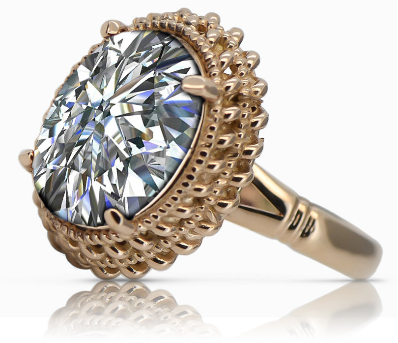 Vintage rose pink 14k gold 585 Cubic Zircon ring vrc068 Vintage