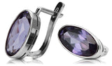Vintage Silver 925 Earrings with Alexandrite, Oval 8mm/15mm vec001s-ax