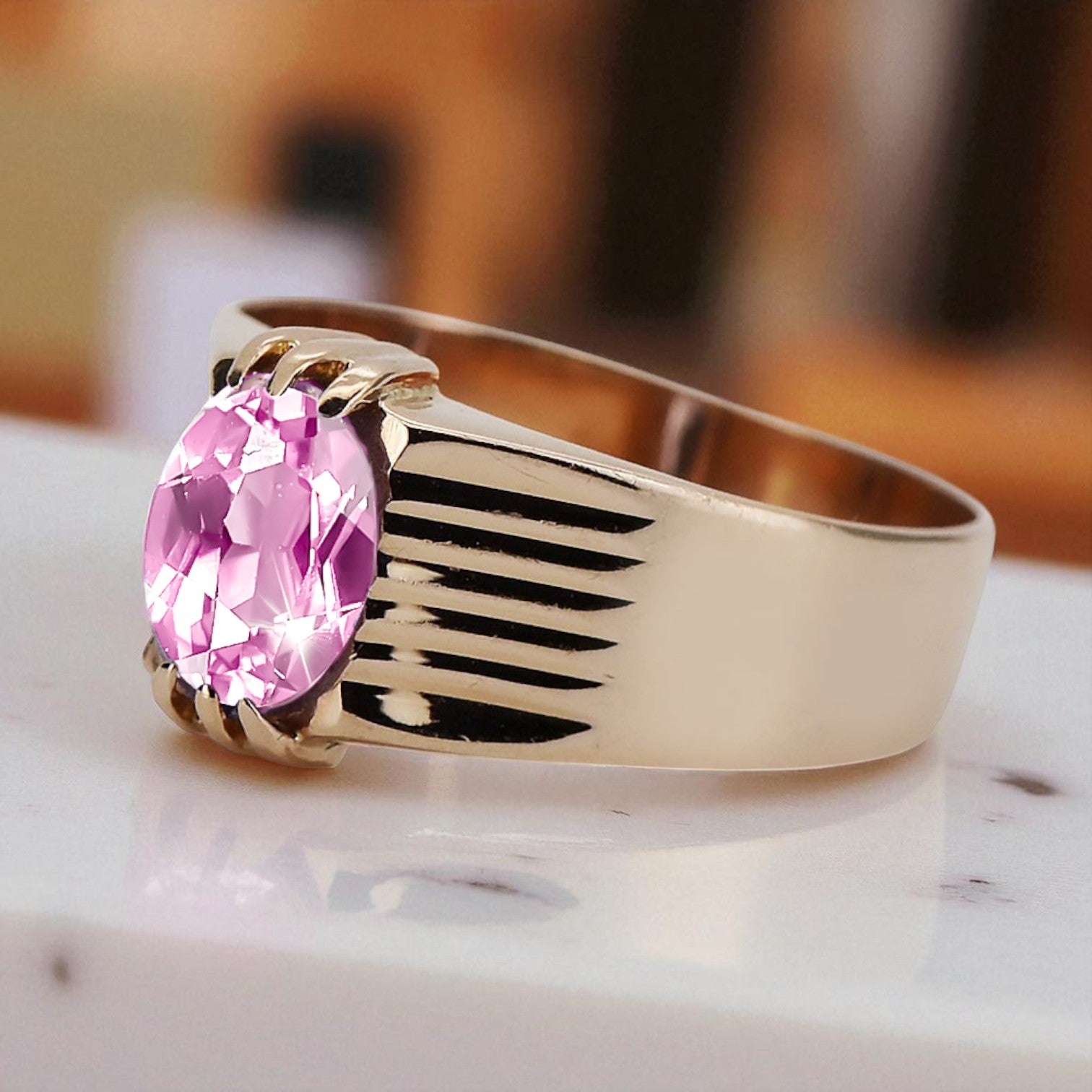 Original Vintage 14K Rose Gold Amethyst Ring Vintage style vrc007r vrc007r-am