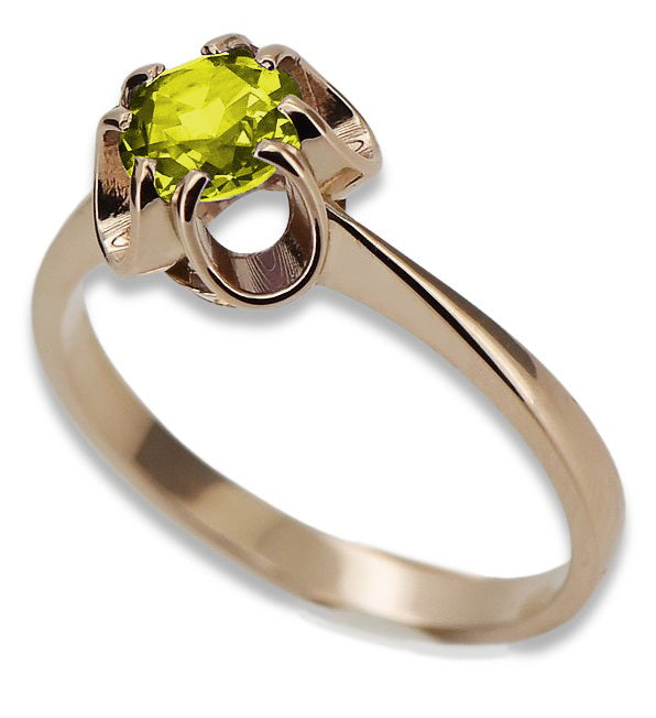 Vintage rose pink 14k gold 585 Peridot ring vrc348 Vintage vrc348r-yp