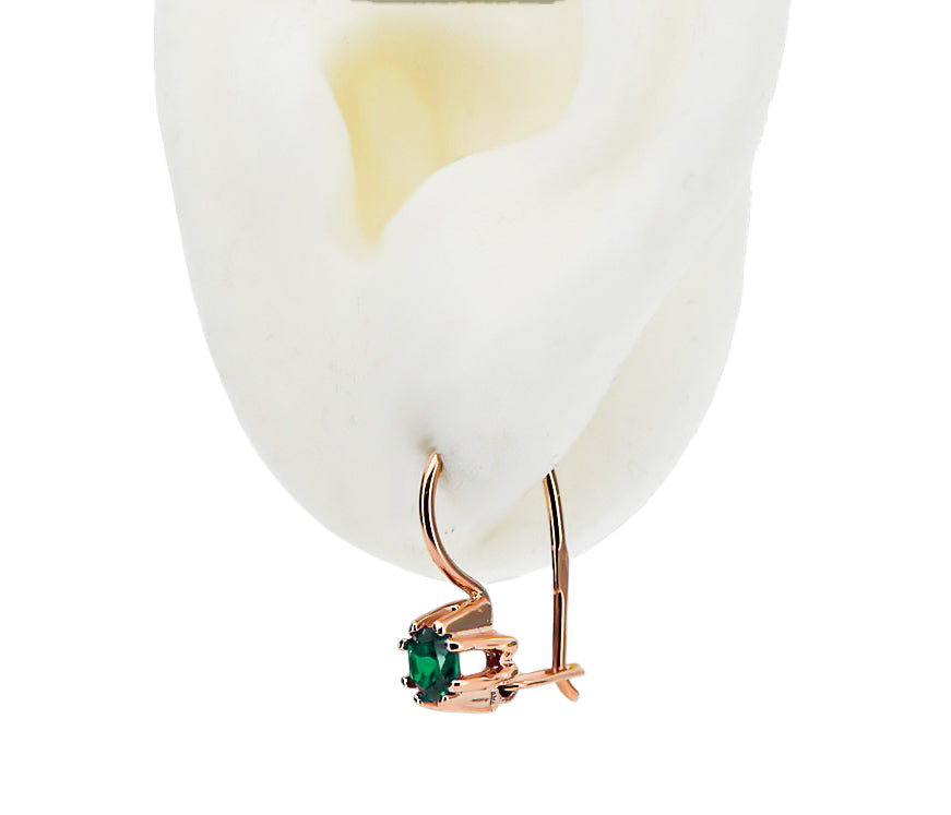 Earrings Vintage craft Emerald Original Vintage 14K Rose Gold vec053r vec053r-em