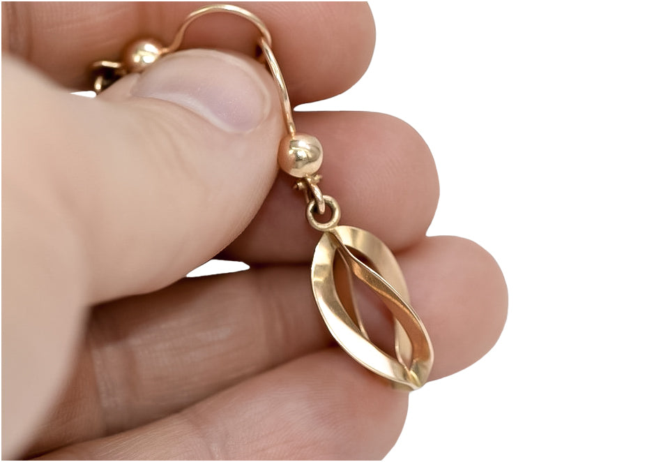 Vintage rose pink 14k 585 gold Vintage Hanging earrings ven053