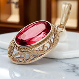 Vintage rose 14k 585 gold ruby pendant vpc014 Vintage