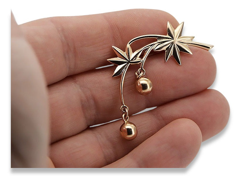 Rose pink 14k 585 gold brooch voth001r Vintage Russian Soviet style