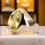 Ring Vintage Yellow Peridot Original Vintage 14K Rose Gold vrc077r