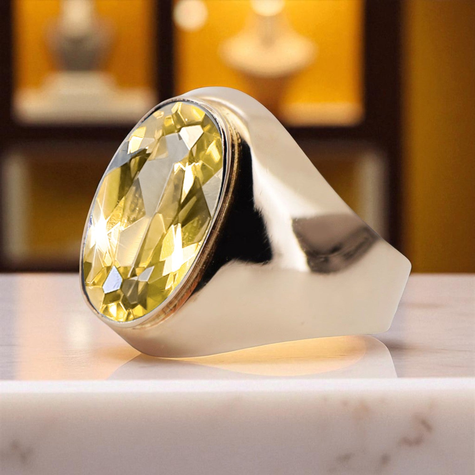 Ring Vintage Yellow Peridot Original Vintage 14K Rose Gold vrc077r