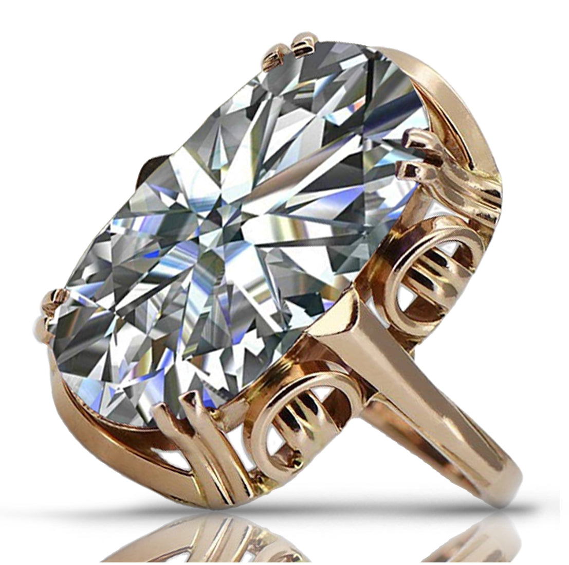 Vintage rose pink 14k gold 585 Cubic Zircon ring vrc038 Vintage