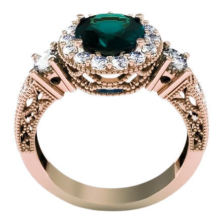 Vintage Ring Emerald Original Vintage 14K Rose Gold crc003r crc003r-em