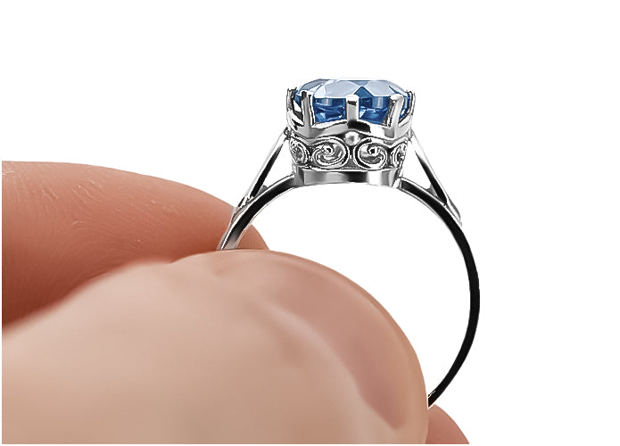 Aquamarine Sterling silver 925 Ring Vintage Jewlery vrc366s vrc366s-aq