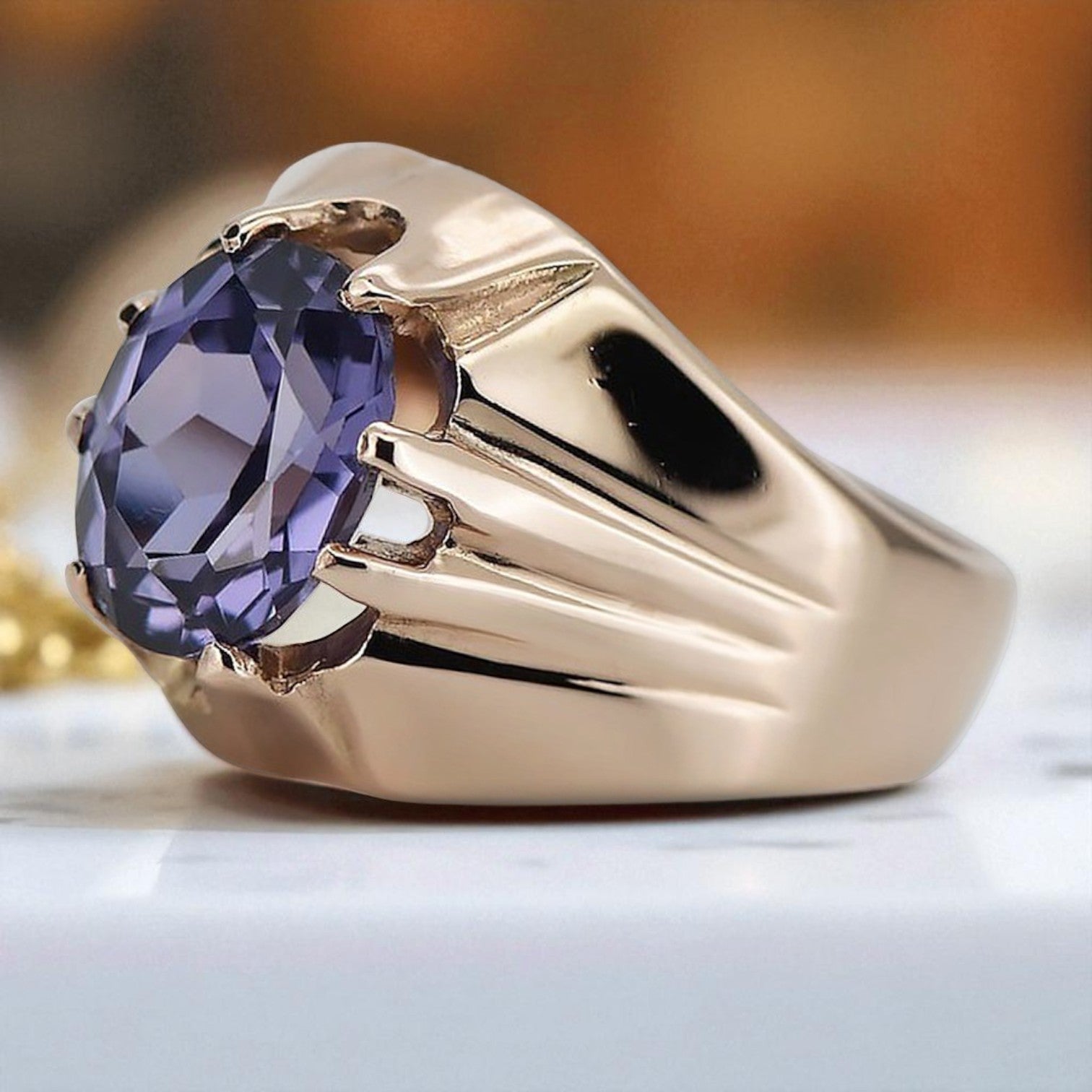 Vintage Rose pink 14k Gold 585 alexandrite Ring Vintage vrc016