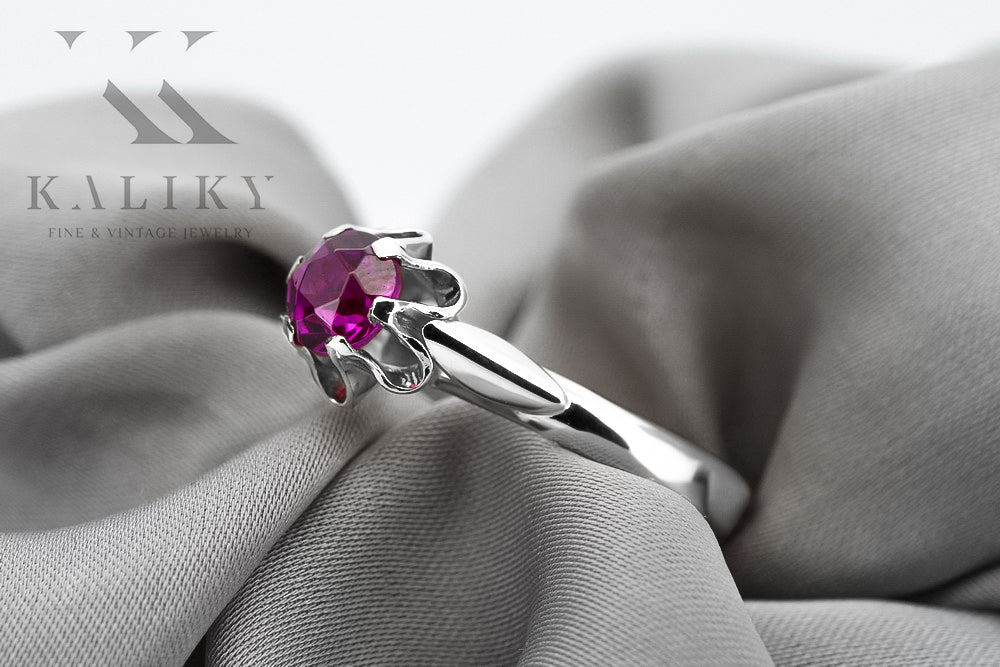 Sterling silver 925 Ruby Ring Vintage Jewlery vrc094s vrc094s-rb