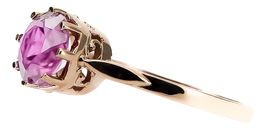 Vintage craft Ring Amethyst Original Vintage 14K Rose Gold vrc366r vrc366r-am