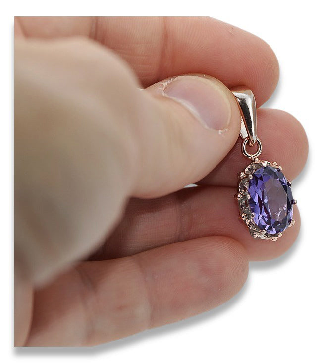 Silver 925 pendant with alexandrite vpc008s Russian Soviet Vintage style vpc008s-ax