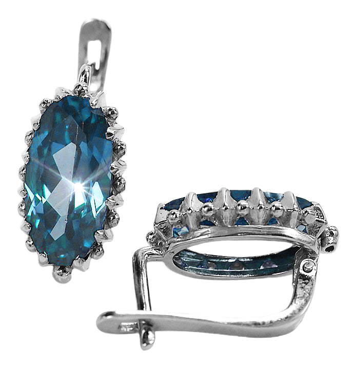 Silver 925 Vintage aquamarine earrings vec174s vec174s-aq