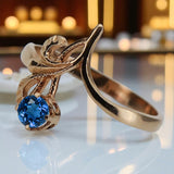 Vintage 925 Silver Rose Gold Plated Sapphire Ring vrc095rp Vintage
