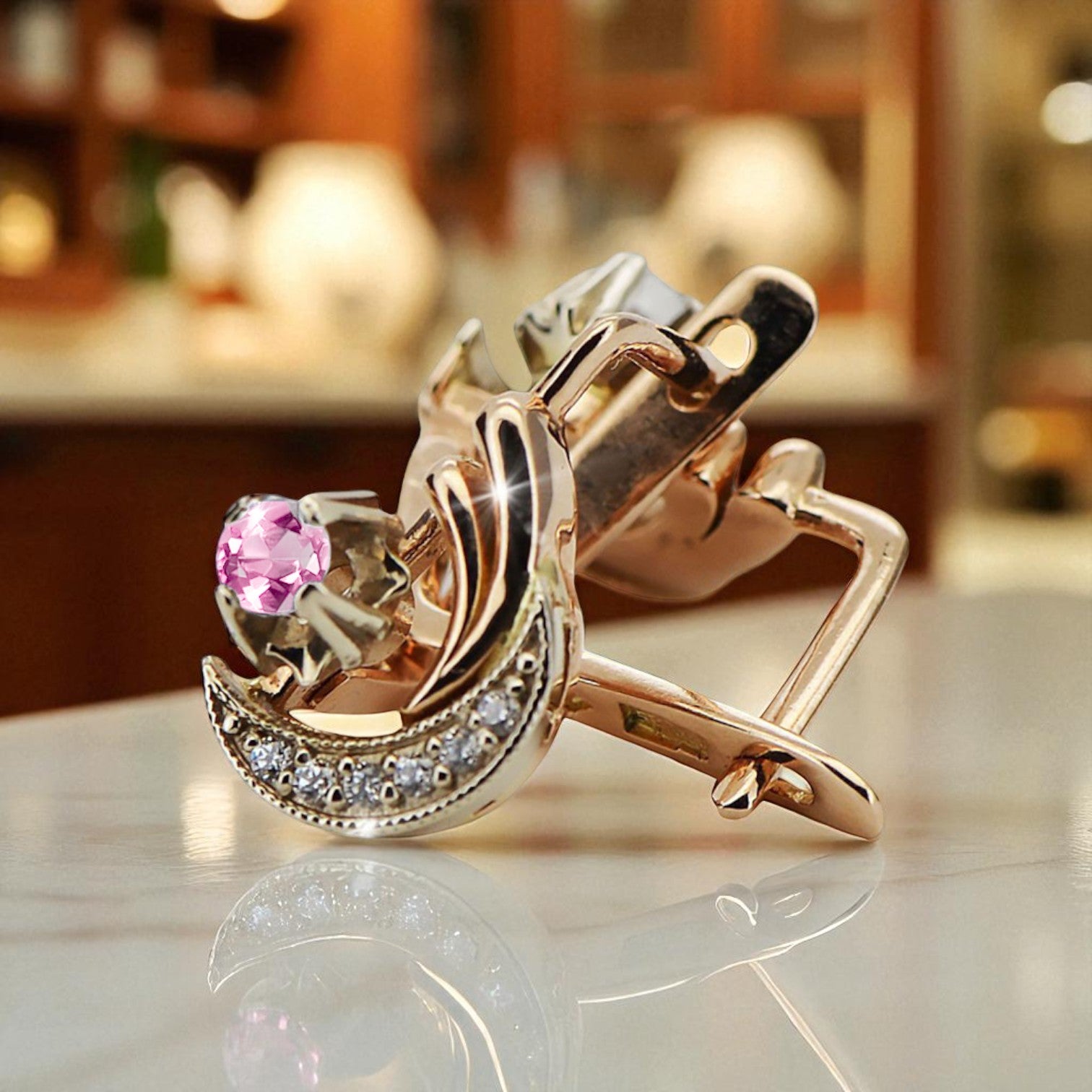 Vintage style Earrings Amethyst Original Vintage 14K Rose White Gold vec093rw vec093rw-am