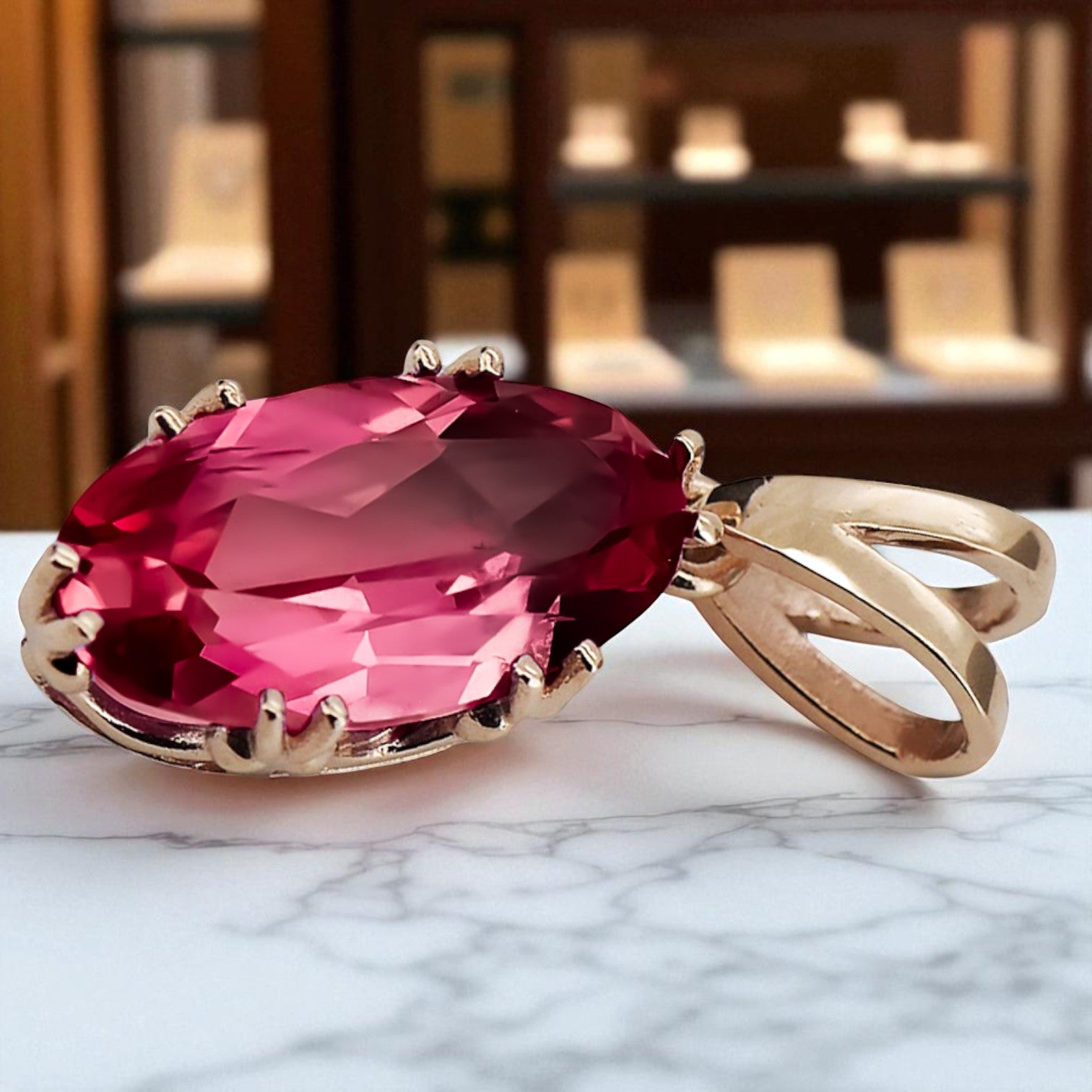 Original Vintage 14K Rose Gold Ruby Pendant Vintage Jewlery vpc019r vpc019r-rb