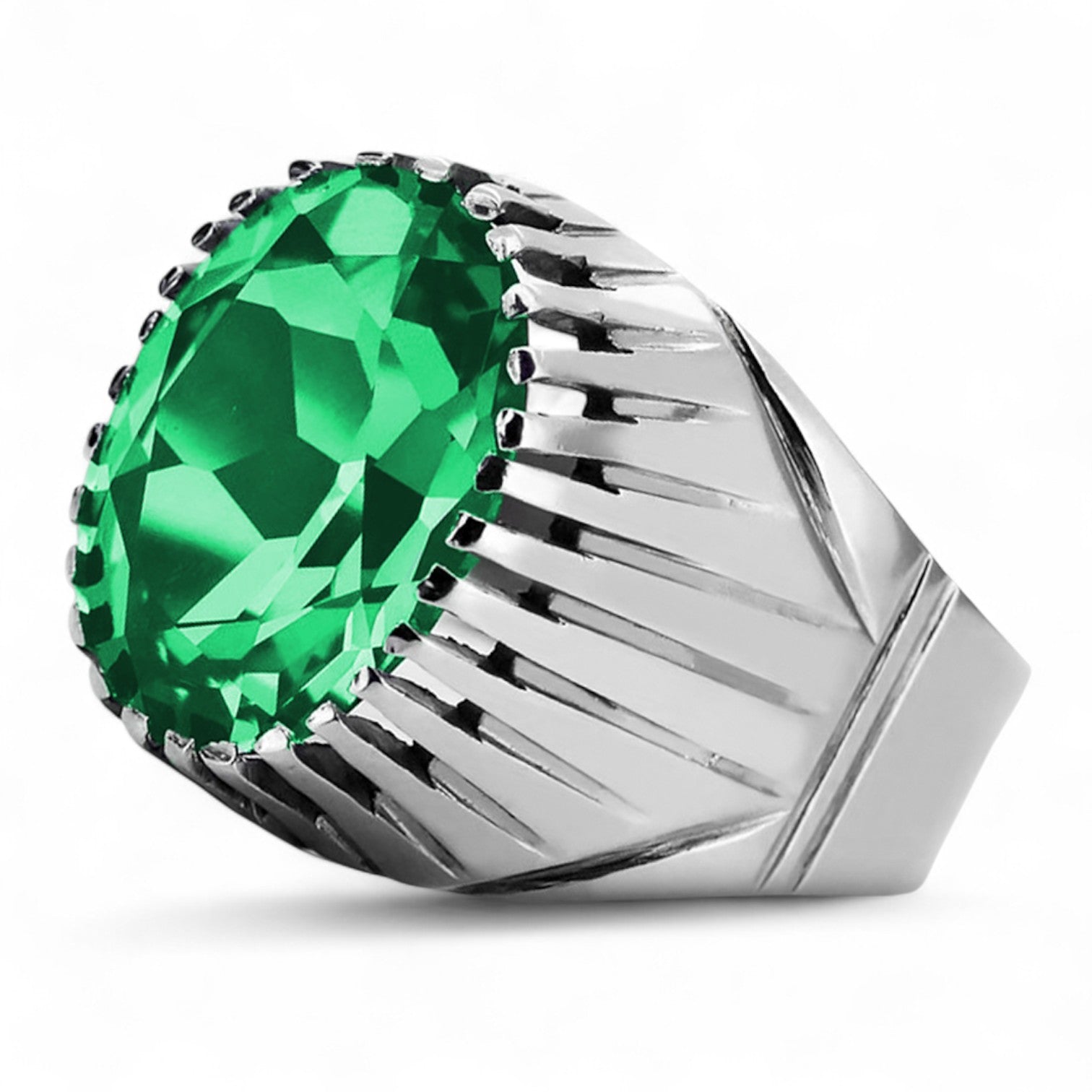 Vintage silver 925 Emerald ring vrc048s Vintage Russian Soviet style