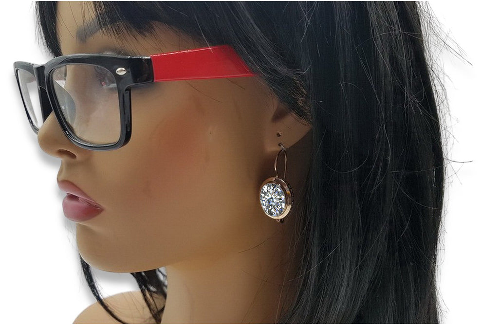 Vintage rose pink 14k 585 gold Zircon earrings vec114 vec114r-zi