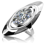 Vintage Silver 925 Ring with Oval Cubic Zirconia